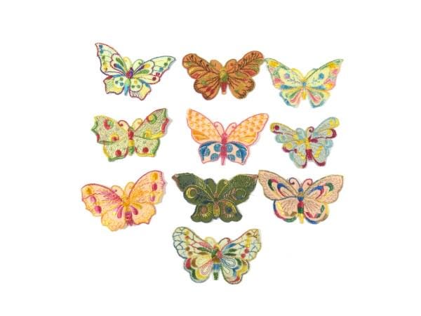 1 Antike Applikationen Vintage Seide Kleine Schmetterling Aufnäher Stickerei Applikation Patches Patch 1935 Nr von OrinsTreasureChest