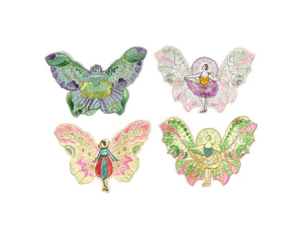 1 Antike Aufnäher Seidenfee Rosa Stickerei Applikation Patch Antik Fee 1935 Nr 4 von OrinsTreasureChest