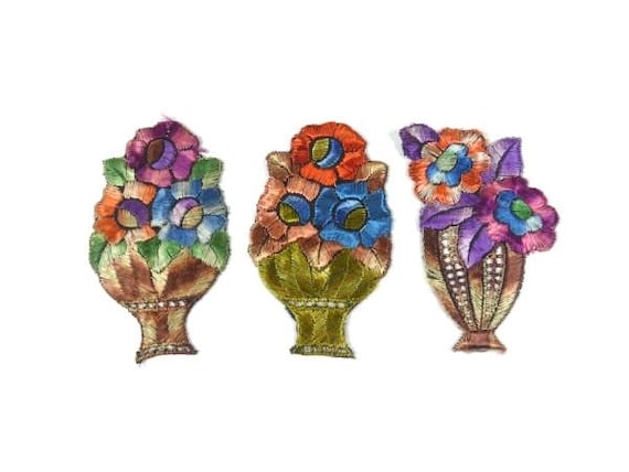 1 Antike Seide Blumenvase Woven Vase Flicken Stickerei Applikation Patches Blumen Patch 1935 Nr 1 Antike Seide Blumenvase Woven Vase Flicken Stickerei Applikation Patches Blumen Patch 1935 Nr von OrinsTreasureChest