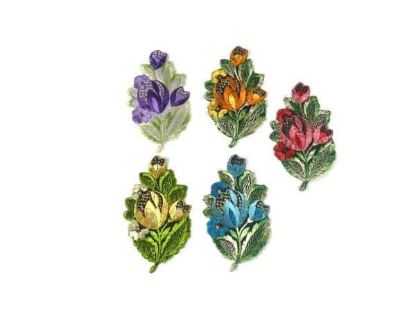 1 Antike Seide Tulpe Blume Aufnäher Stickerei Applikation Patches Antique Flower Patch Tulip 1935 Nr 4 von OrinsTreasureChest