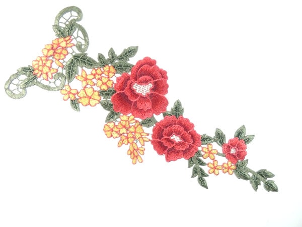 1 Big Applique Red Green Yellow Venice Floral Lace Wedding Dress Prom Venetian 1 Big Applique Red Green Yellow Venice Floral Lace Wedding Dress Prom Venetian von OrinsTreasureChest