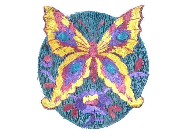Große Antike Applikationen Vintage Seide Runden Schmetterling Patch Stickerei Applikation Patches Antik 1935 von OrinsTreasureChest
