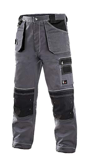 CXS Teodor Herren Arbeitshose mit Kniepolstertaschen - Sehr Stabile Strapazierfähige Gartenhose Bundhose Cargohose, Grau/Schwarz, 58 von CXS