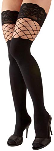 Cottelli Collection Halterlose Strümpfe blickdicht mit Netz schwarz - Gr. M/L von Orion