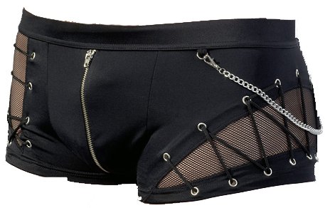Orion Fishnet Zierschnür Pants mit Zip & Kette schwarz - Gr. XL von Orion