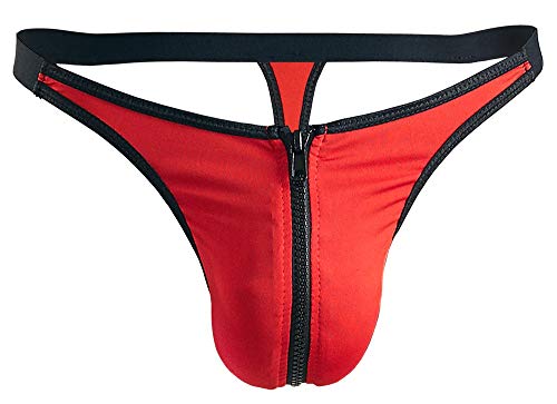 Orion Herren String - sexy Slip für Männer, mit Reißverschluss und Jock-Strap, für EIN angenehmes und rutschfestes Tragegfühl, rot/schwarz (L) von Orion