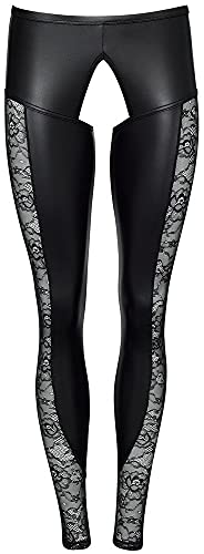 Orion Leggings & String - 2-teiliges Leggings-Set für Frauen, mit String, ouvert geschnitten, Spitzenverzierungen, Cut-Outs, schwarz von Orion