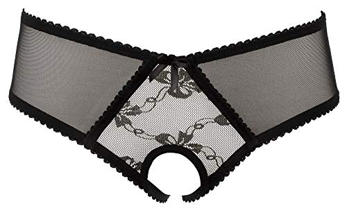Orion Ouvert-Slip - verführerische Panty für Frauen, mit Öffnung im Schritt, floralen Spitzen-Details, verzierter Bund, figurbetont, schwarz von Orion