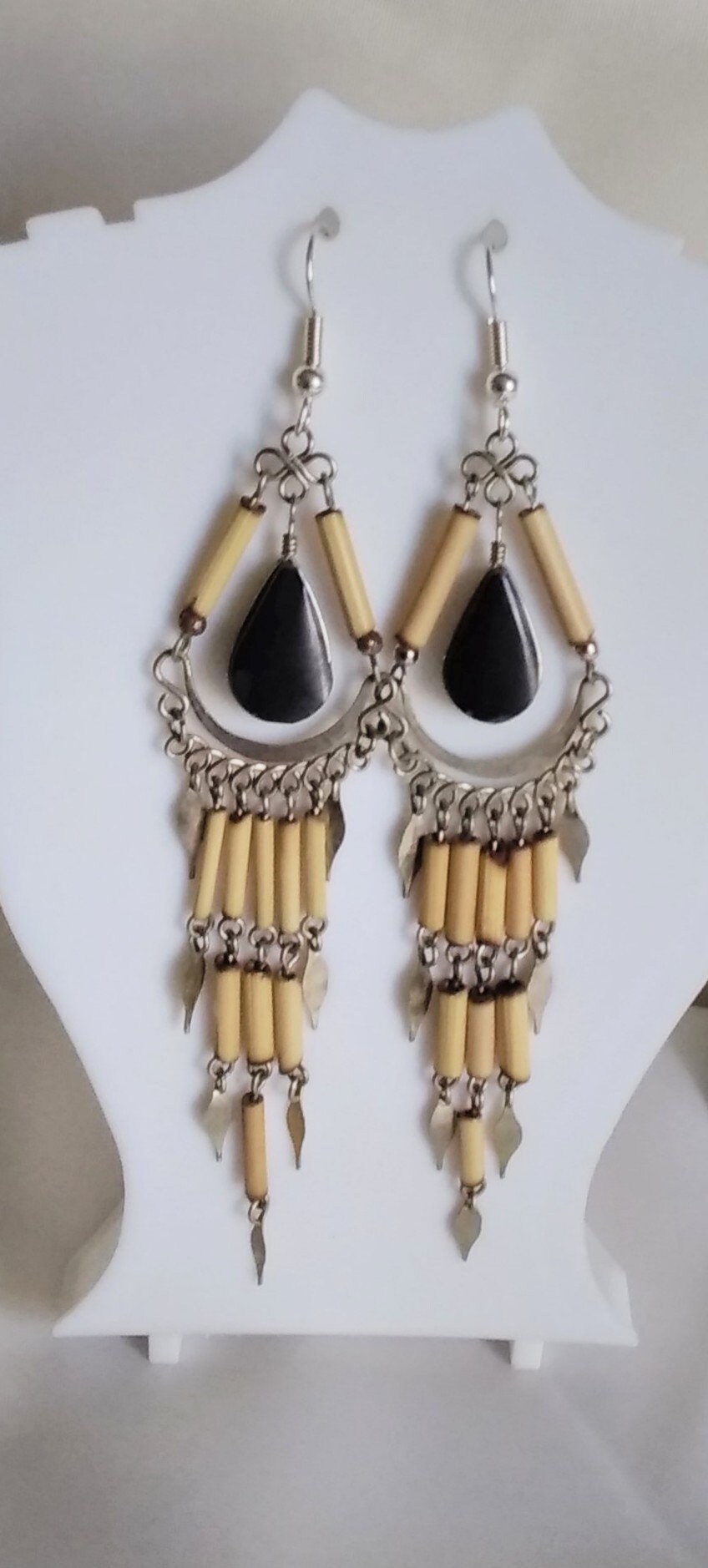 Zebra Onyx Und Bambus Ohrringe | Lang Zebra Onyx Und Bambus Ohrringe | Lang von OrionPyramids