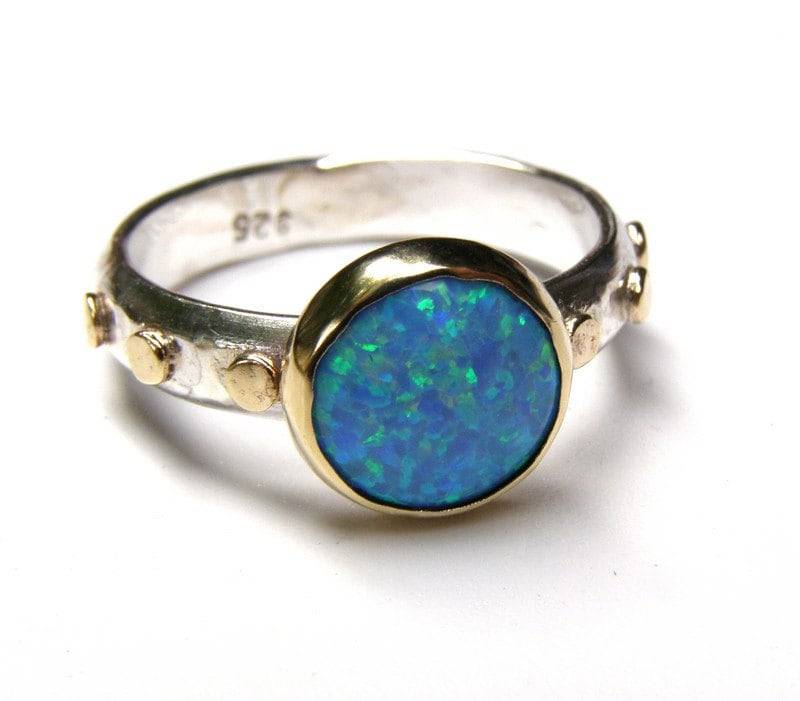 Einzigartiger Verlobungsring, Ring Mit Blauem Opal, Statement-Ringe Aus Gold Und Silber, Edelsteinring Mehreren Steinen von OritNaar