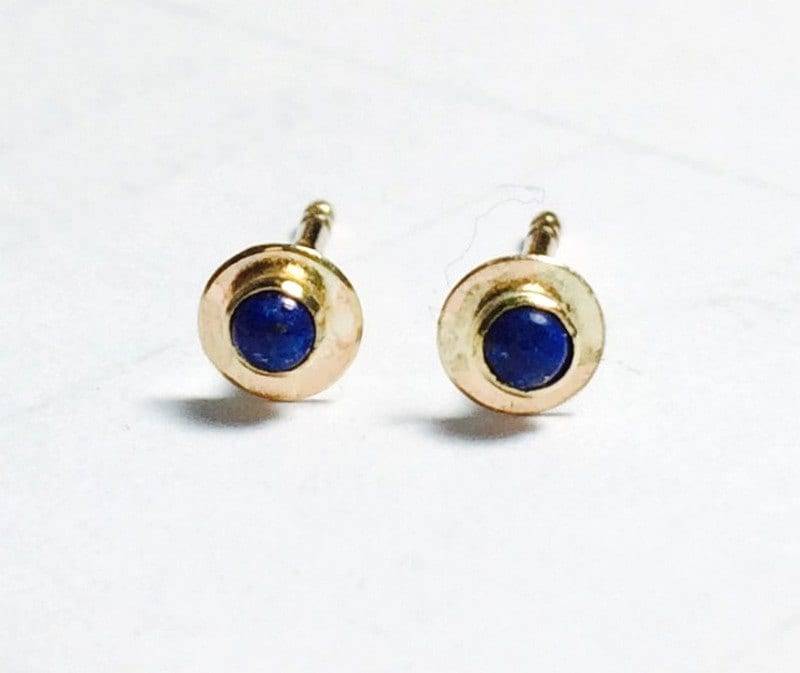 Gold Ohrstecker, 14K Ohrringe, Blaue Lapis Jubiläum Geschenk Für Sie, Clip On Ohrstecker von OritNaar