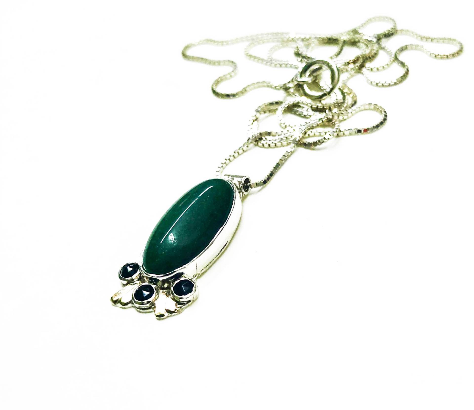 Grüner Stein Und Onyx Halskette, Anhänger, Geschenk Für Sie, Gold Silber Oktober Geburtsstein von OritNaar