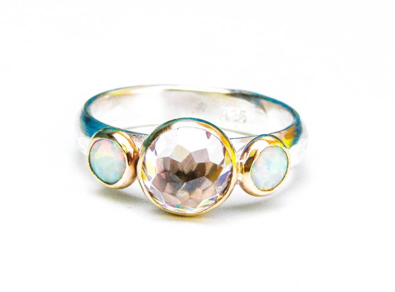 Handgemachter Versprechens-Opalring, Solitärring, Jubiläumsgeschenk, Multisteinring von OritNaar