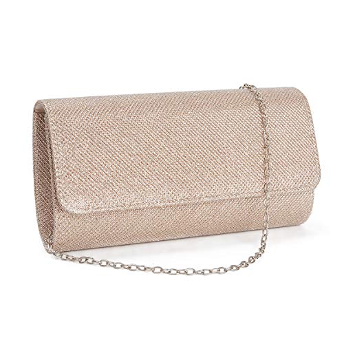 Orita Clutch/Clutch/Abendtasche, glitzernd, kleine börse mit abnehmbarer Kette, Beige (champagnerfarben), EinheitsgröÃŸe von Orita