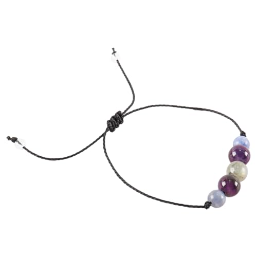 Orivin Armband mit Naturperlen, Armband mit Wachsfaden und Amethyst-Flash-Steinen, handgefertigtes Fußkettchen aus geflochtenem Seil von Orivin