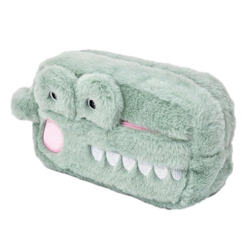 Orivin Niedlicher Plüsch-Federmäppchen im Krokodil-Stil, Grün, 20 x 7 x 11 cm, weicher Stoff, Schreibwaren-Organizer von Orivin