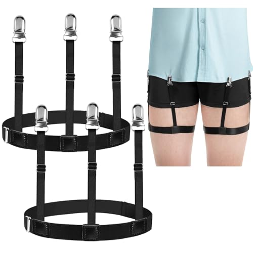 2 Paar Hemd Halter Herren Hemdhalter Herren Einstellbar Elastisch, Rutschfest Shirt Stays For Men, Hemdenhalter, Verstellbare Hemdträger Für Hochzeit, Polizei, Militär, Schwarz von Orixo