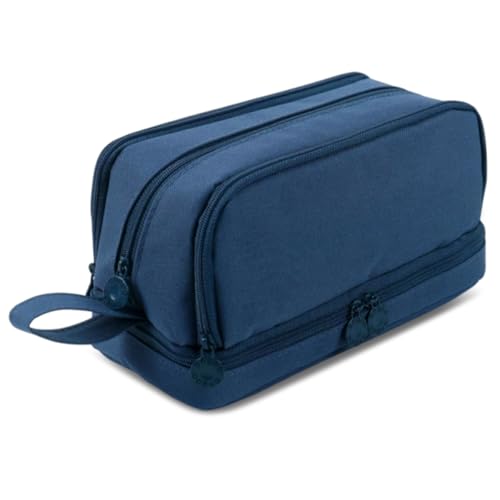 FedermäPpchen Groß Mit 4 FäChern FassungsvermöGen, Jungen MäDchen SchüLer Erwachsene Oxford Tuch Multifunktionales FedermäPpchen MäPpchen für Schreibwaren, Kosmetik, Kleine Accessoires (Marineblau) von Orixo