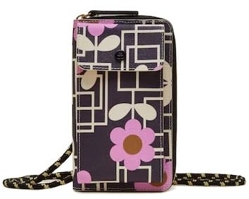 Orla Kiely Keeper Wallet Phone Case, Maze Flower, Aubergine/Rosa/Braun, Phone Case von Orla Kiely