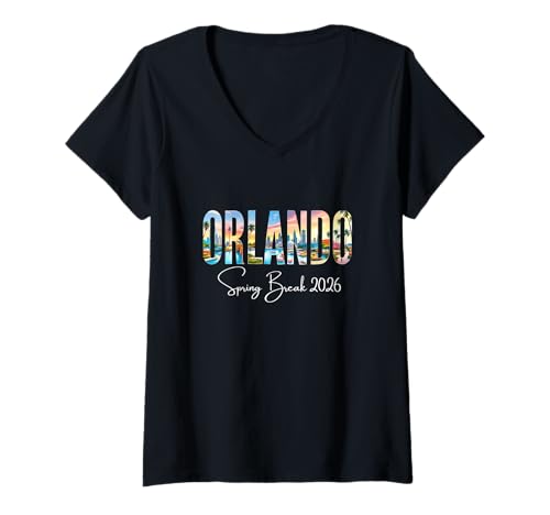 Damen Orlando Florida Spring Break 2026 Urlaubsreisen T-Shirt mit V-Ausschnitt von Orlando Florida Travel SPRING BREAK 2026