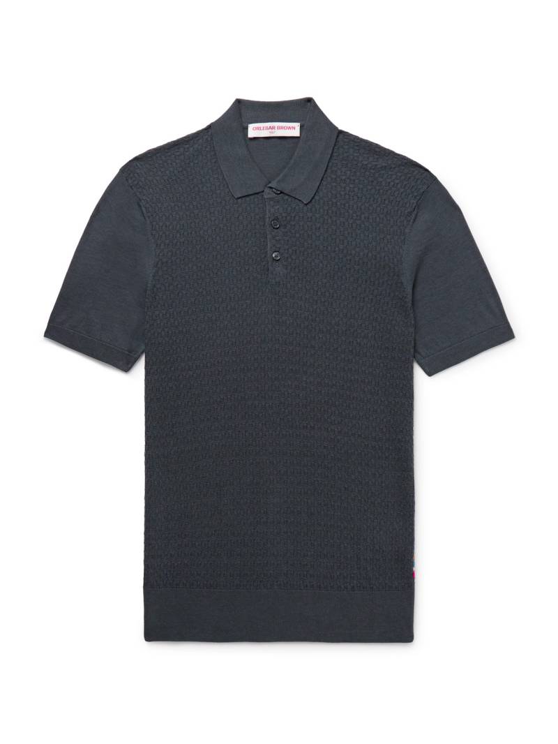 Orlebar Brown - Burnham Slim-Fit Silk and Cotton-Blend Polo Shirt - Men - Gray - XXL von Orlebar Brown