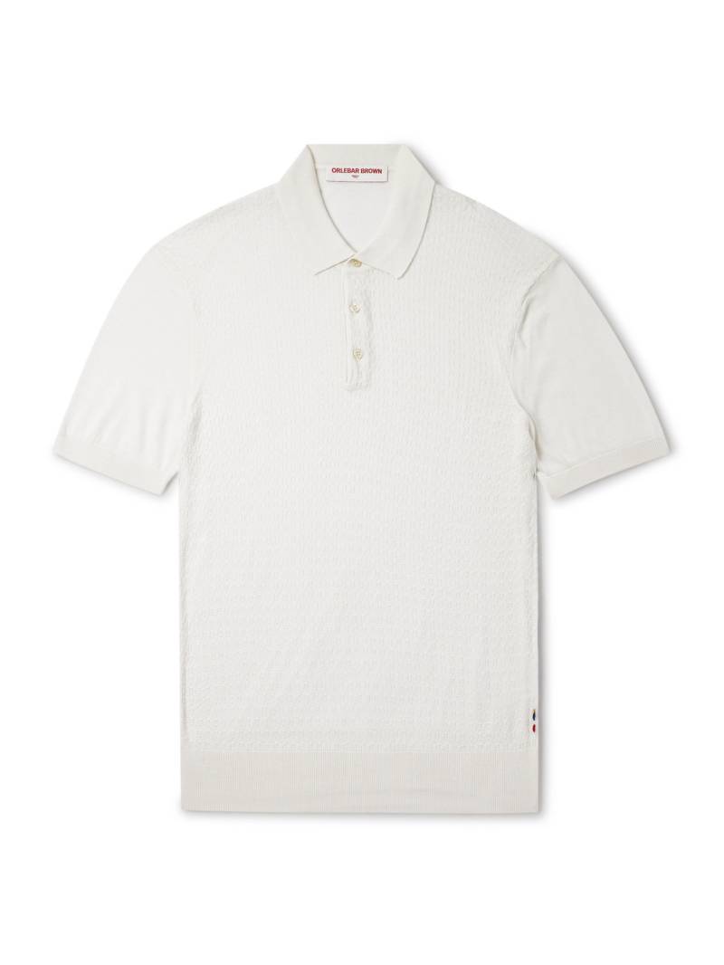 Orlebar Brown - Burnham Textured-Knit Silk and Cotton-Blend Polo Shirt - Men - Neutrals - M von Orlebar Brown