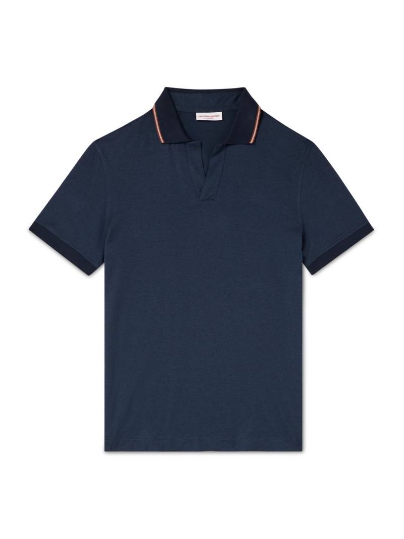 Orlebar Brown - Felix Striped Cotton and Lyocell-Blend Polo Shirt - Men - Blue - XXL Orlebar Brown - Felix Striped Cotton and Lyocell-Blend Polo Shirt - Men - Blue - XXL von Orlebar Brown