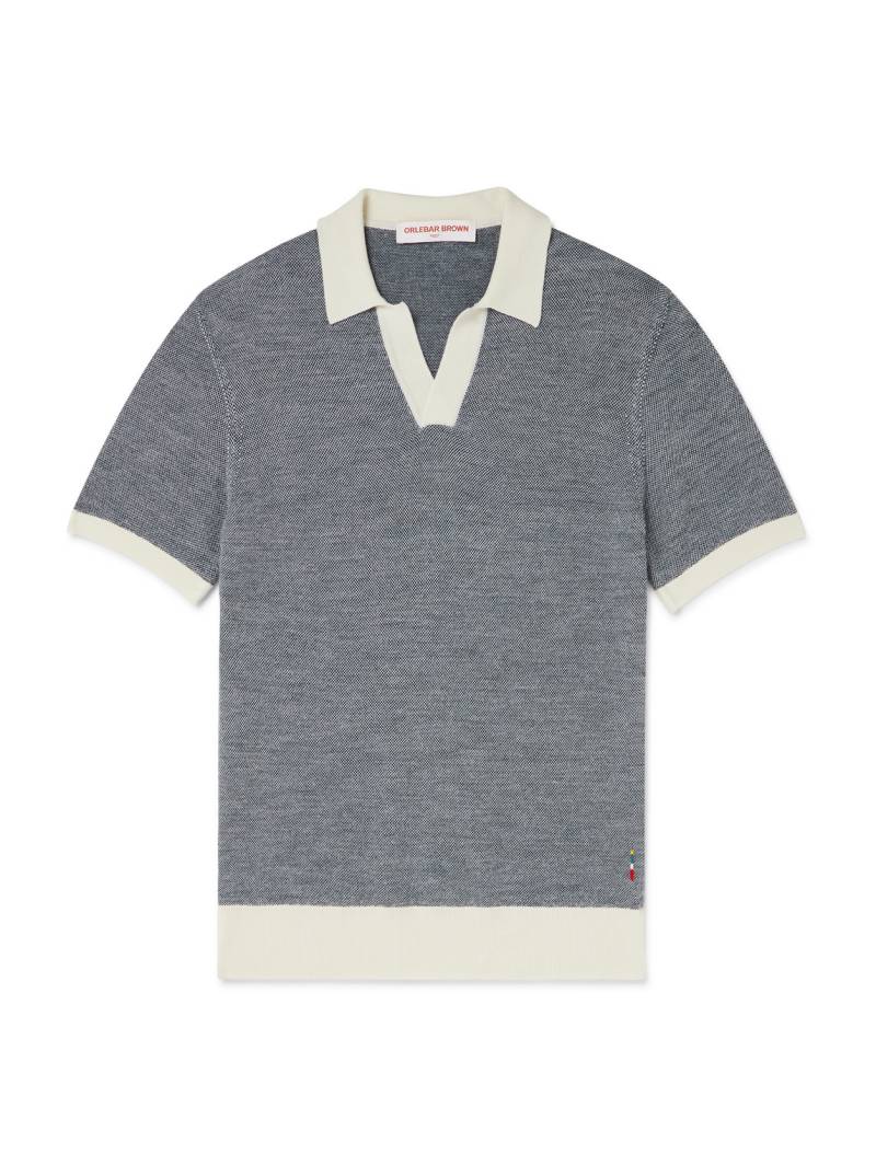 Orlebar Brown - Horton Slim-Fit Merino Wool and Cotton-Blend Polo Shirt - Men - Blue - XXL von Orlebar Brown