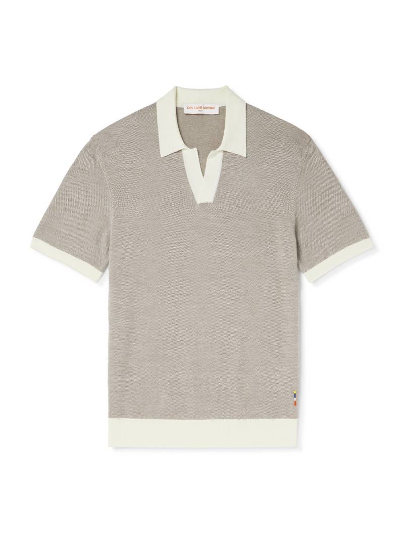 Orlebar Brown - Horton Slim-Fit Merino Wool and Cotton-Blend Polo Shirt - Men - Brown - XXL von Orlebar Brown