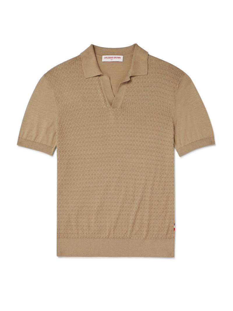 Orlebar Brown - Horton Slim-Fit Mulberry Silk and Organic Cotton-Blend Polo Shirt - Men - Neutrals - XXL von Orlebar Brown