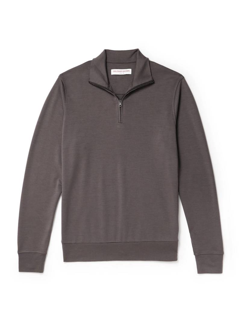 Orlebar Brown - Isar Merino Wool-Jersey Half-Zip Sweatshirt - Men - Brown - XL von Orlebar Brown