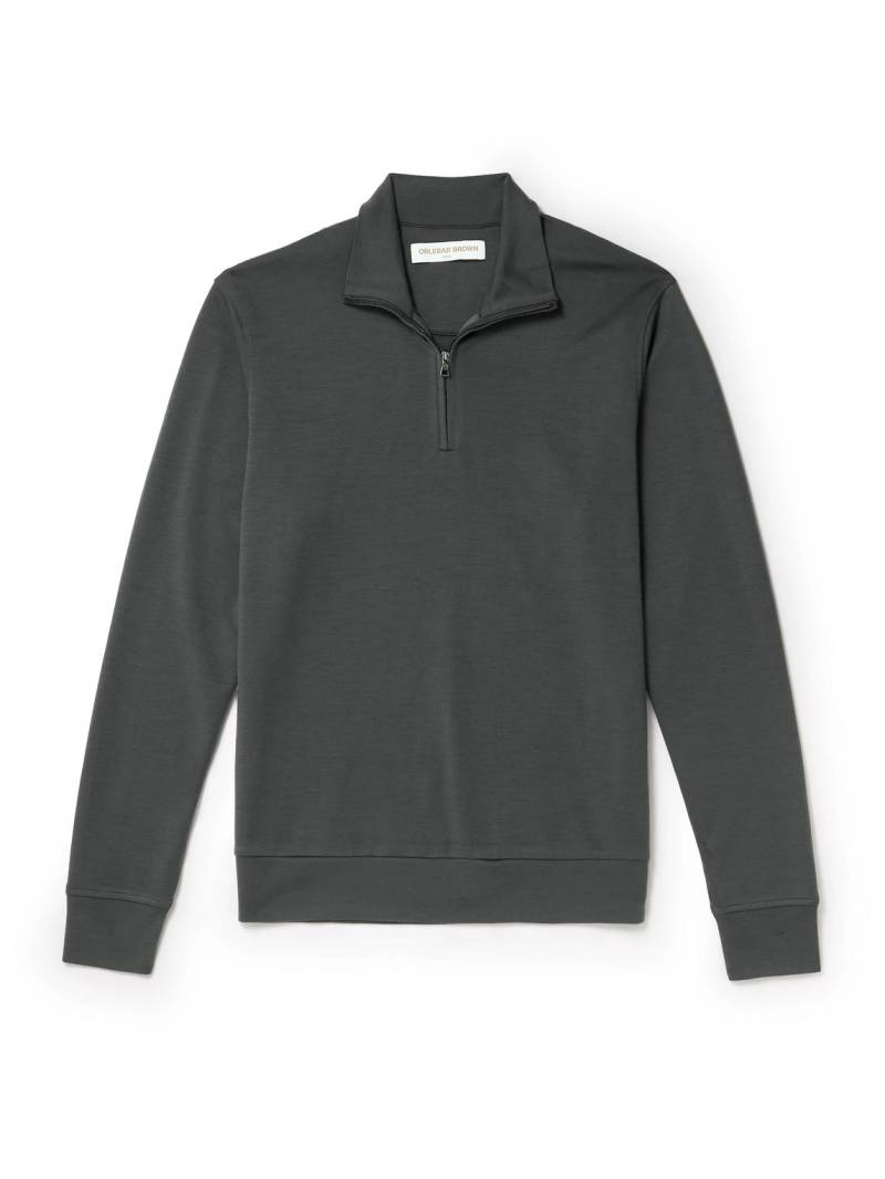 Orlebar Brown - Isar Merino Wool-Jersey Half-Zip Sweatshirt - Men - Green - M von Orlebar Brown