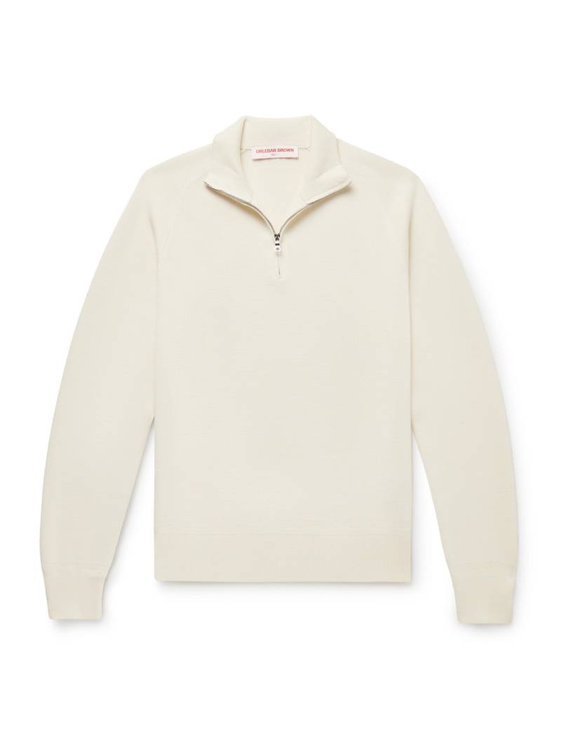 Orlebar Brown - Lennard Slim-Fit Merino Wool Half-Zip Sweater - Men - Neutrals - XXL von Orlebar Brown