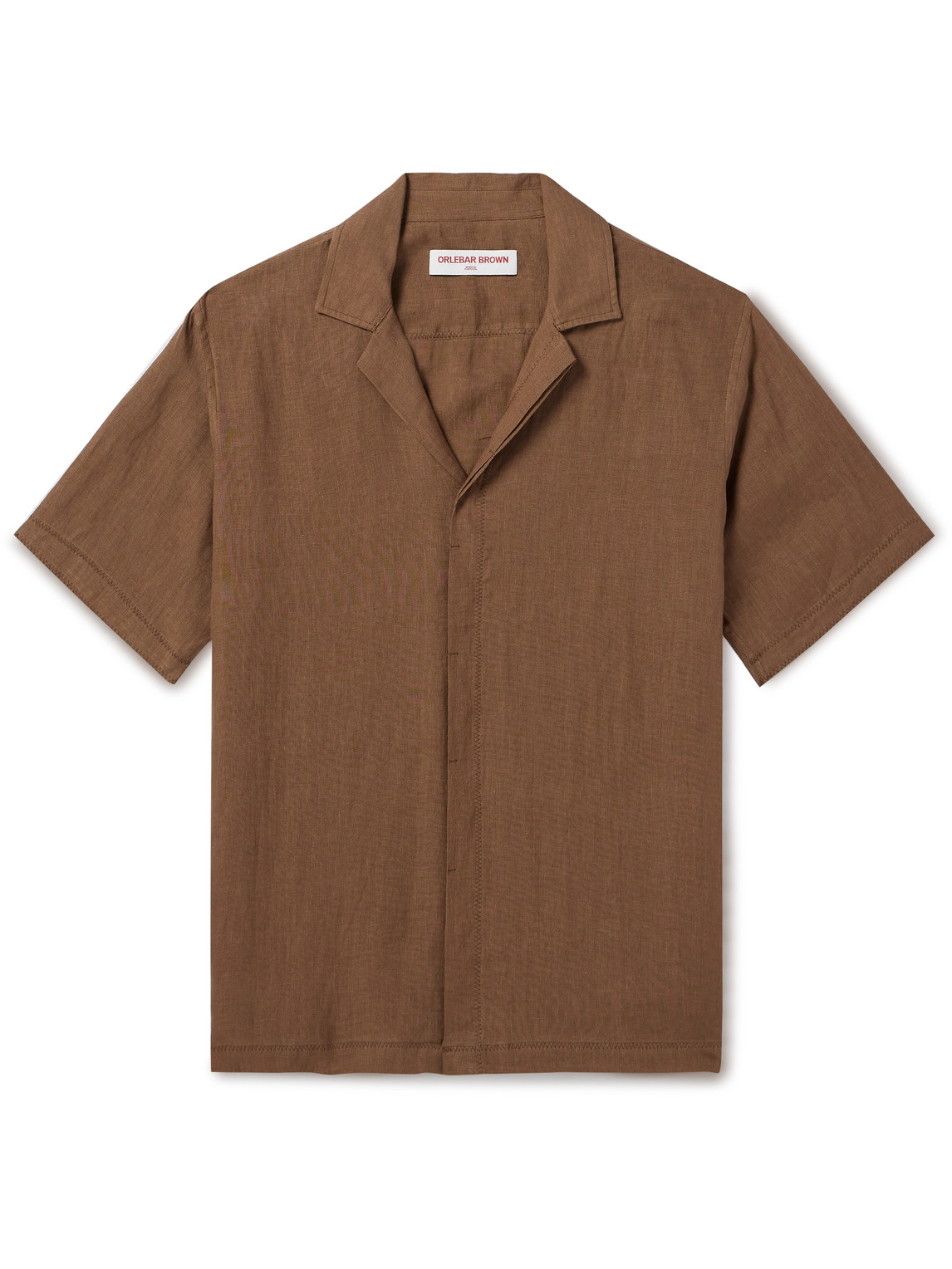 Orlebar Brown - Maitan Camp-Collar Linen Shirt - Men - Brown - M von Orlebar Brown