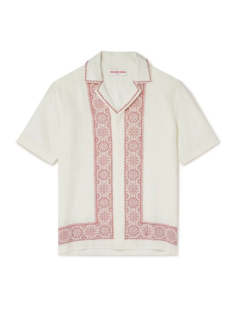 Orlebar Brown - Maitan Camp-Collar Printed Linen Shirt - Men - Neutrals - M von Orlebar Brown