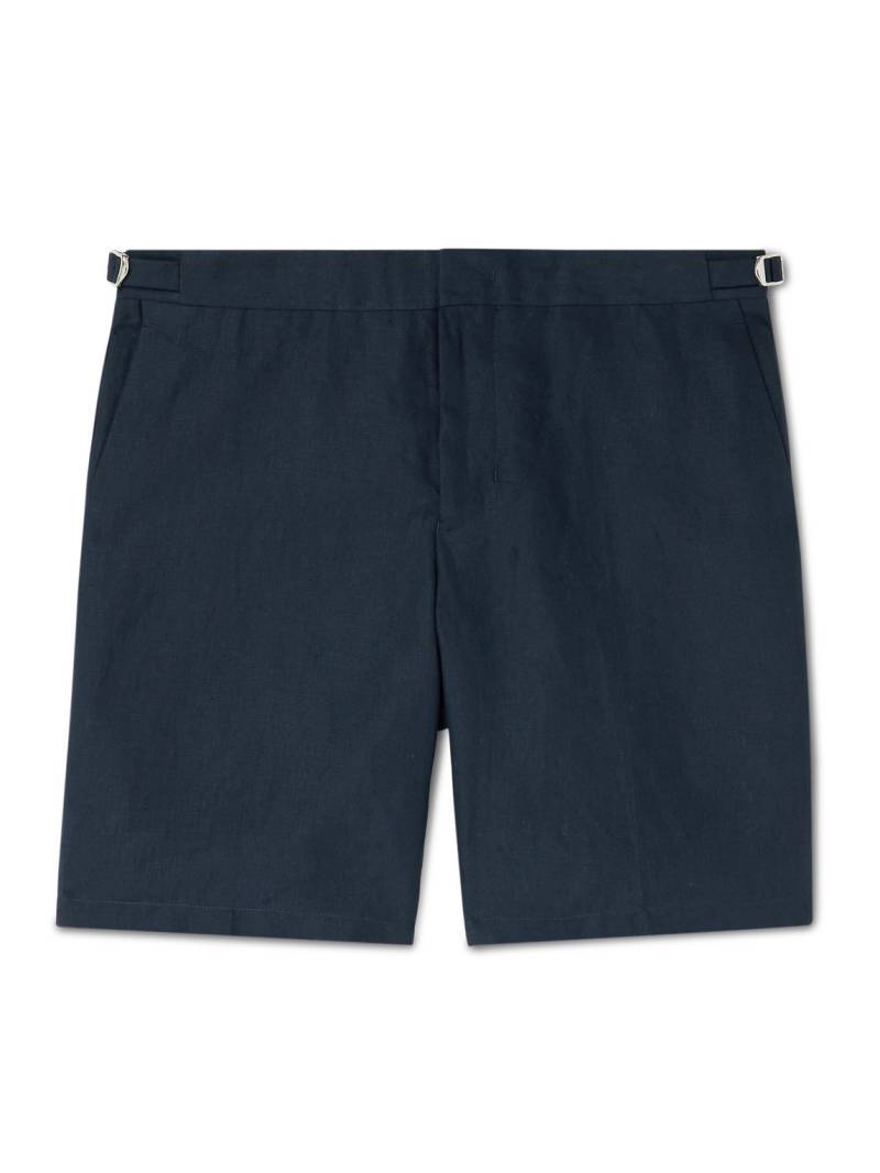 Orlebar Brown - Norwich Straight-Leg Linen Shorts - Men - Blue - UK/US 36 von Orlebar Brown