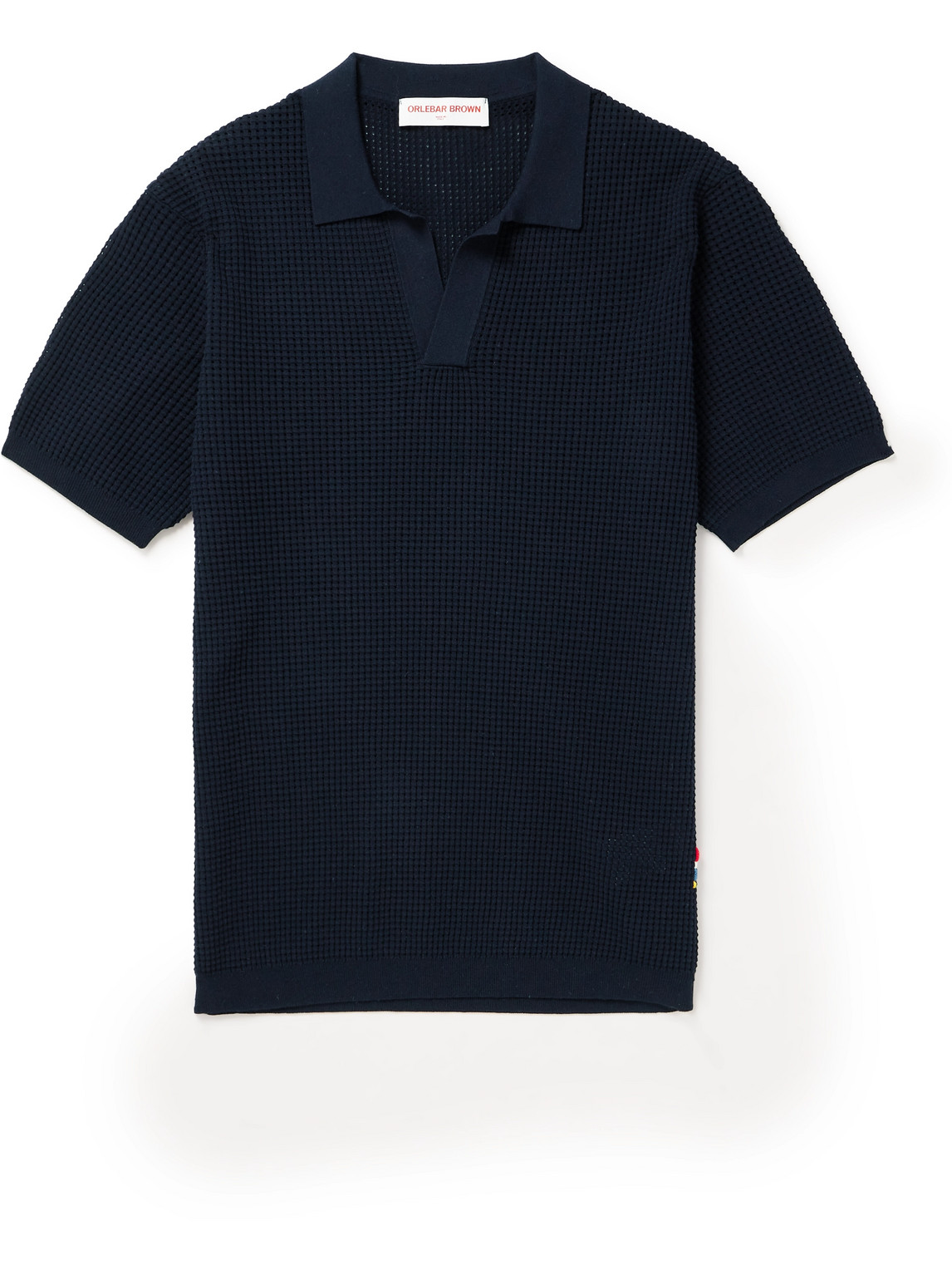 Orlebar Brown - Roddy Slim-Fit Camp-Collar Pointelle-Knit Polo Shirt - Men - Blue - XL Orlebar Brown - Roddy Slim-Fit Camp-Collar Pointelle-Knit Polo Shirt - Men - Blue - XL von Orlebar Brown