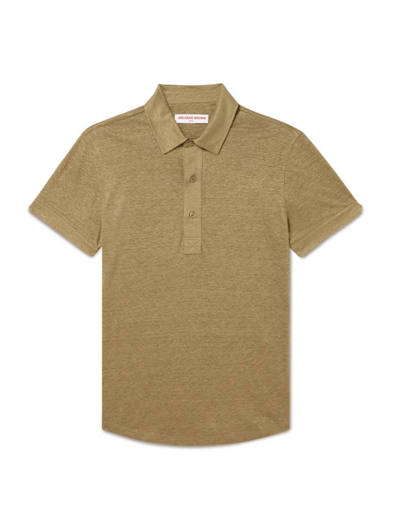 Orlebar Brown - Sebastian Linen-Jersey Polo Shirt - Men - Green - XXL von Orlebar Brown