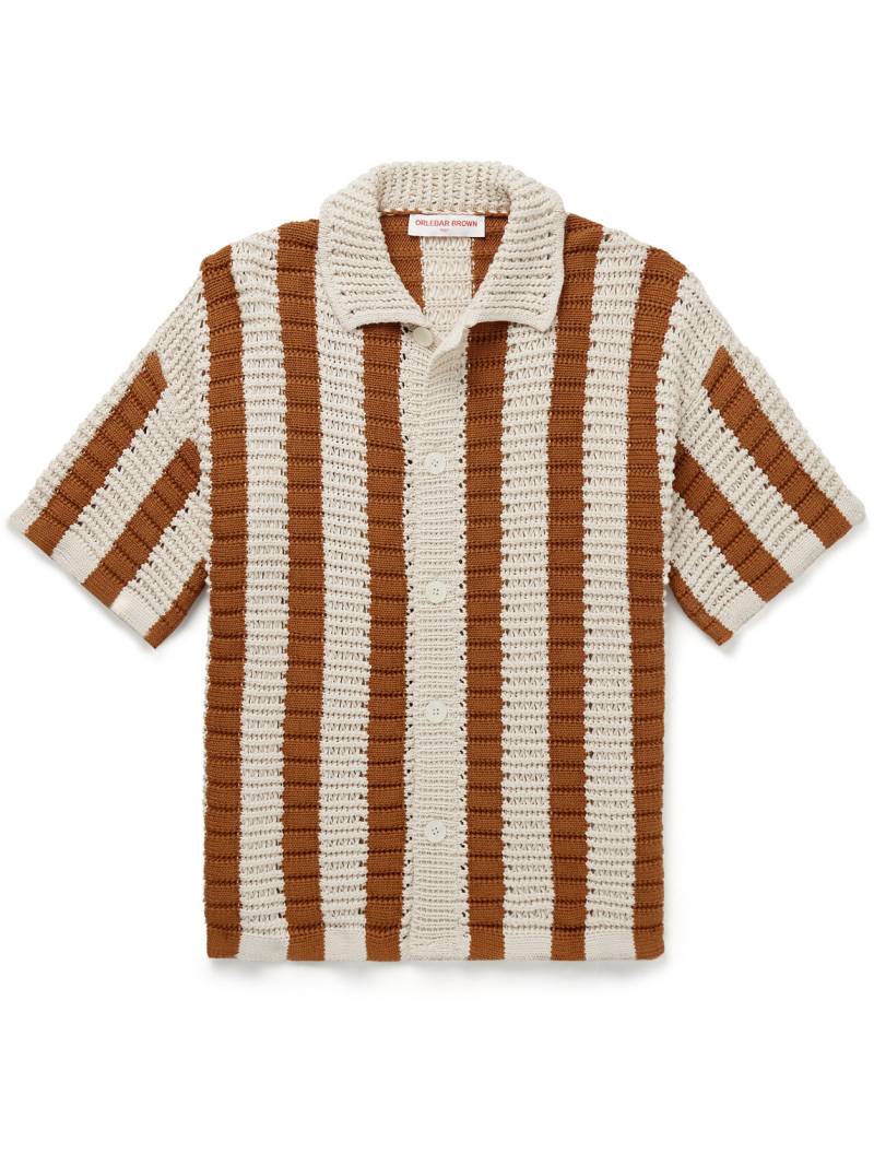 Orlebar Brown - Thomas Striped Open-Knit Cotton Shirt - Men - Neutrals - L von Orlebar Brown