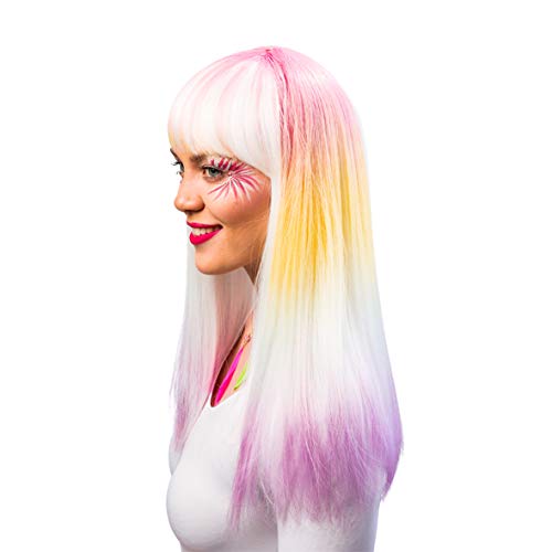 Damen Langhaar Perücke Pastell - Ideal für Cosplay, Fasching und Mottoparty zu Ihrem Kostüm ALS Meerjungfrau, Einhorn, Fee, Candy Girl oder Hippie von Orlob