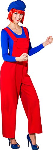 Fasching Damen Latzhose blau oder rot (rot, 36/38) von Orlob