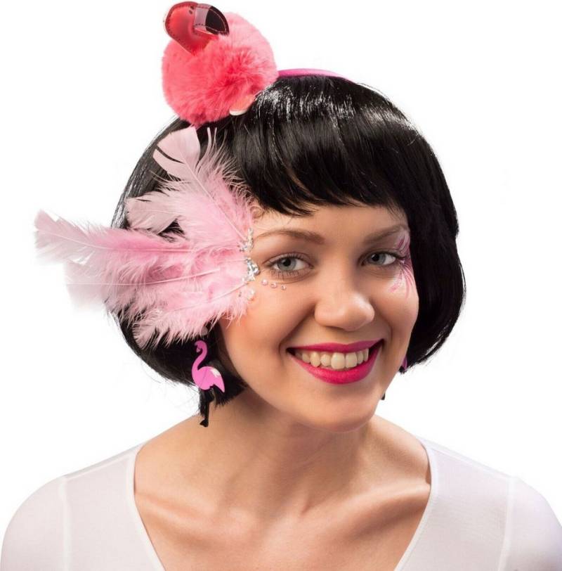 Orlob Haarreif Haarreif Plüsch Flamingo Pink Karneval Fasching Party Cosplay, 1-tlg., Mit Flamingo Plüsch Figur von Orlob