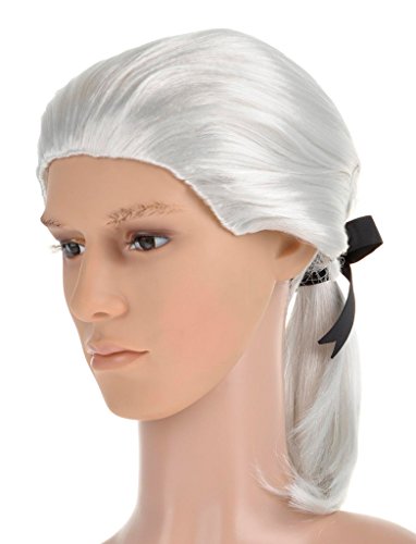 Herrenperücke weiß m. Zopf von Orlob