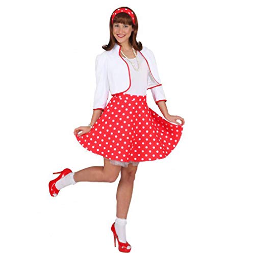 Rock 'n Roll Rock m. Petticoat rot,weiß gepunktet, Größe:34-36 von Orlob