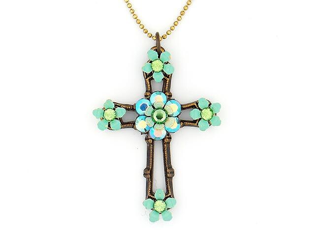Rosenkranz Romantisch Schmuck Bunte Perlen Boho Orly Zeelon Kreuz Anhänger Halskette - Christian Kreuzschmuck Auswahl Der Farben von OrlyZeelon