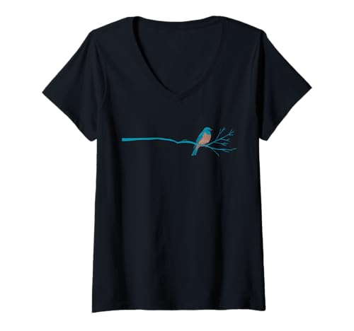 Damen Vogelbeobachter Vogelbeobachtung Vogelarten Grafik T-Shirt mit V-Ausschnitt von Ornithologie Grafik Mit Vögeln Für Vogelbeobachter