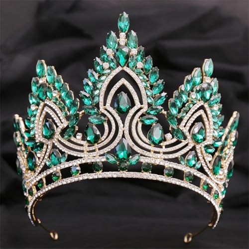 Ornrjfll Big Miss Universe Kristallkronen Strass Braut Tiara Frauen Kostüm Festzug Diadem Hochzeit Haarschmuck Gold EN8 Ornrjfll Big Miss Universe Kristallkronen Strass Braut Tiara Frauen Kostüm Festzug Diadem Hochzeit Haarschmuck Gold EN8 von Ornrjfll