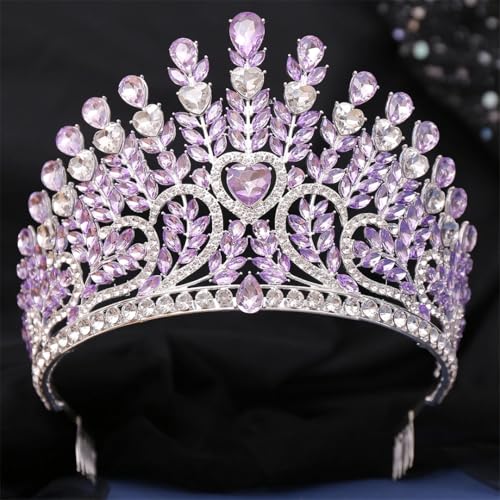 Ornrjfll Blumen-Kristall-Tiara-Krone für Damen, Hochzeitskleid, Brautkrone, Haarschmuck, Bar, Silber, Hellviolett Ornrjfll Blumen-Kristall-Tiara-Krone für Damen, Hochzeitskleid, Brautkrone, Haarschmuck, Bar, Silber, Hellviolett von Ornrjfll