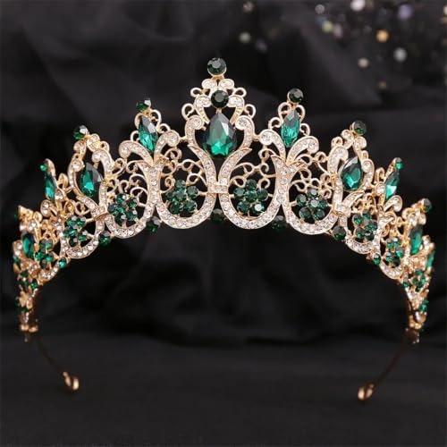 Ornrjfll Hochzeits-Stirnband, Kristall, Brautkrone, Diadem, Haarschmuck, Accessoires, Damen, Strass, Kopfbedeckung, Diadem Gold, Olivgrün, EN8 Ornrjfll Hochzeits-Stirnband, Kristall, Brautkrone, Diadem, Haarschmuck, Accessoires, Damen, Strass, Kopfbedeckung, Diadem Gold, Olivgrün, EN8 von Ornrjfll