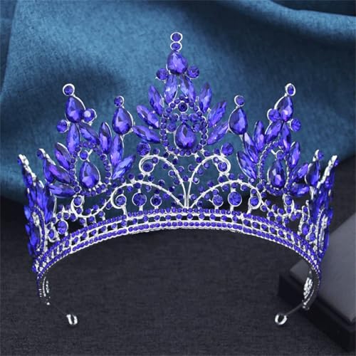 Ornrjfll Hochzeitskrone für Damen, große Kristall-Bankett-Tiaras, Party-Kostüm, Haarschmuck, Accessoires, Silberblau Ornrjfll Hochzeitskrone für Damen, große Kristall-Bankett-Tiaras, Party-Kostüm, Haarschmuck, Accessoires, Silberblau von Ornrjfll